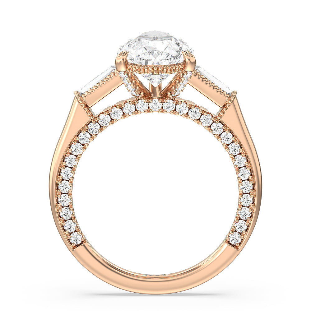 The Bryant Park Ring with Pear Cut Diamond in 14KT Rose Gold view 2
