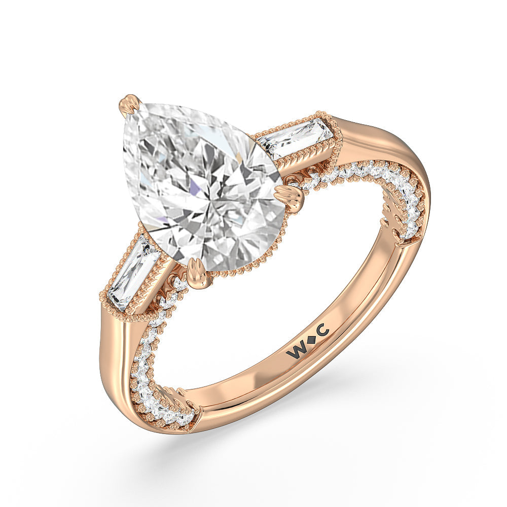 The Bryant Park Ring with Pear Cut Diamond in 14KT Rose Gold view 3

