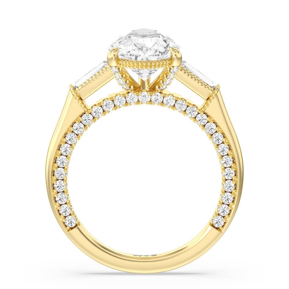 The Bryant Park Ring with Pear Cut Diamond in 14KT Yellow Gold view 2
