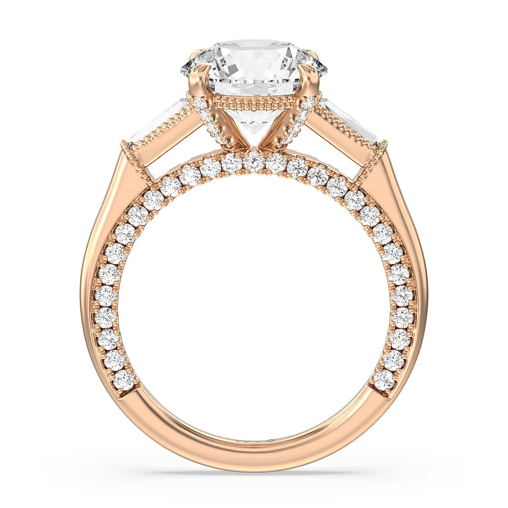 The Bryant Park Ring with Round Cut Diamond in 14KT Rose Gold view 2
