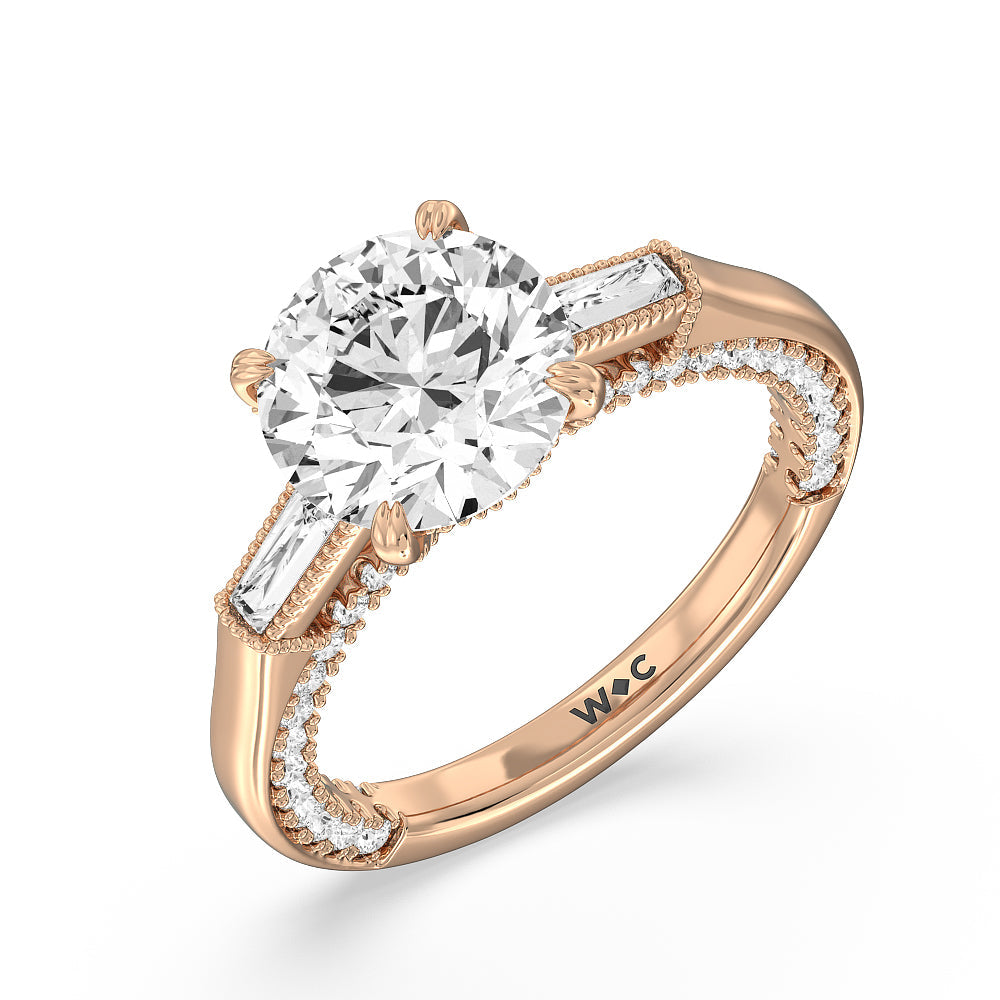 The Bryant Park Ring with Round Cut Diamond in 14KT Rose Gold view 3
