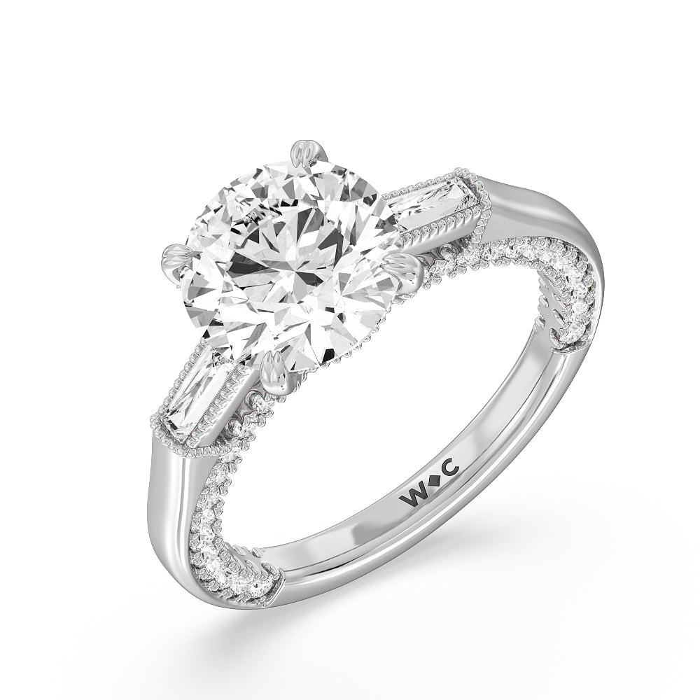 The Bryant Park Ring with Round Cut Diamond in 14KT Platinum view 3
