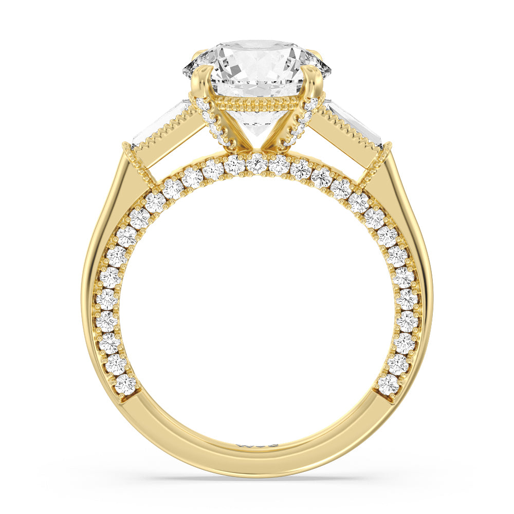 The Bryant Park Ring with Round Cut Diamond in 14KT Yellow Gold view 2
