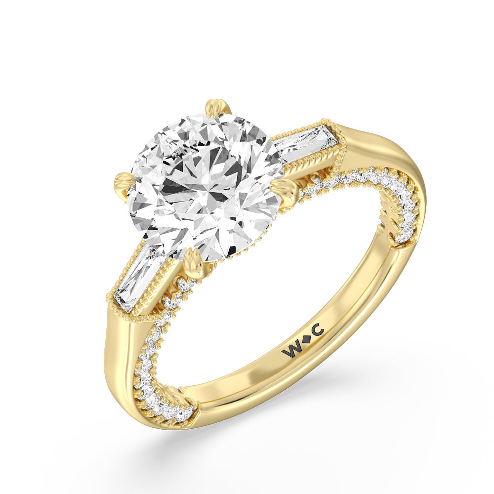 The Bryant Park Ring with Round Cut Diamond in 14KT Yellow Gold view 3
