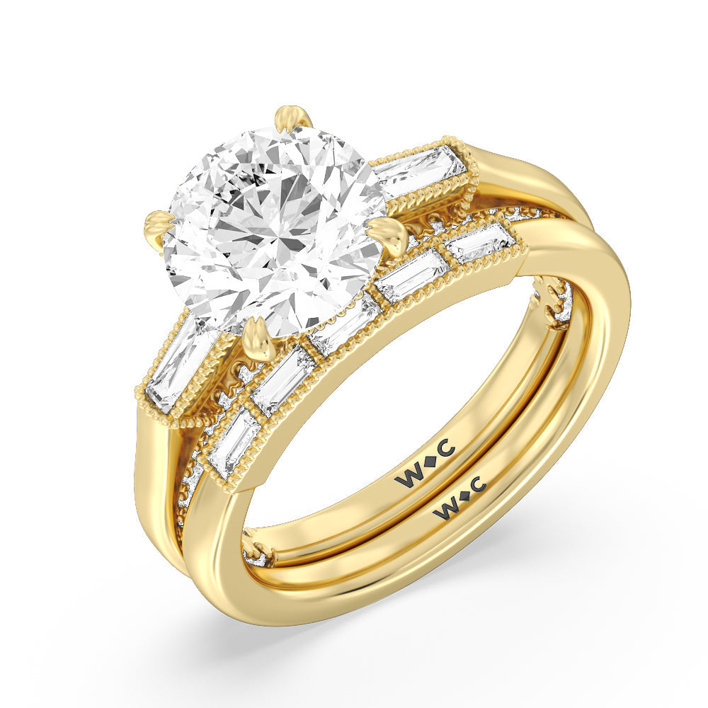 The Bryant Park Diamond Band with 18KT Yellow Gold Cut Diamond in 14KT Yellow Gold view 4
