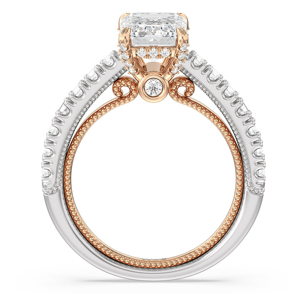 Emerald Cut The Liberty Ring with Lab Grown Diamond in 14KT White & Rose Gold view 2
