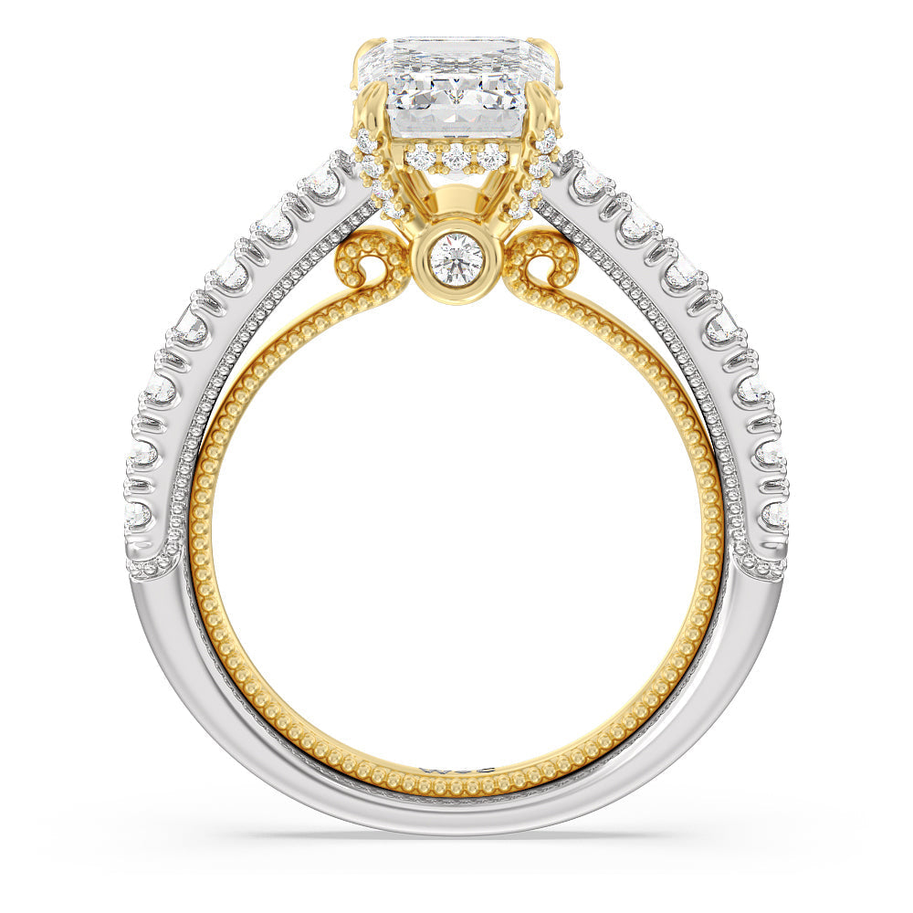 Emerald Cut The Liberty Ring with Lab Grown Diamond in 14KT White & Yellow Gold view 2
