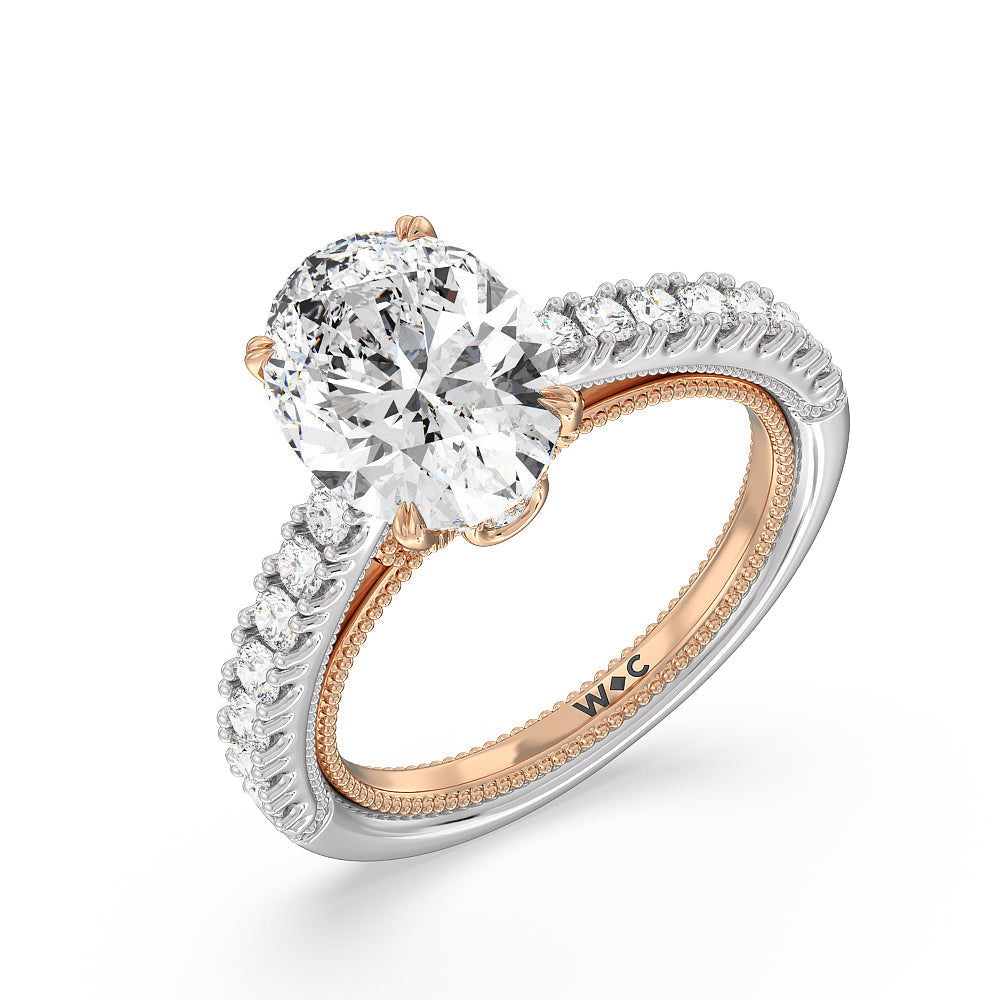Oval Cut The Liberty Ring with Lab Grown Diamond in 14KT White & Rose Gold view 3

