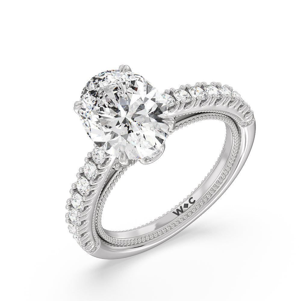 Oval Cut The Liberty Ring with Lab Grown Diamond in 14KT Platinum view 3
