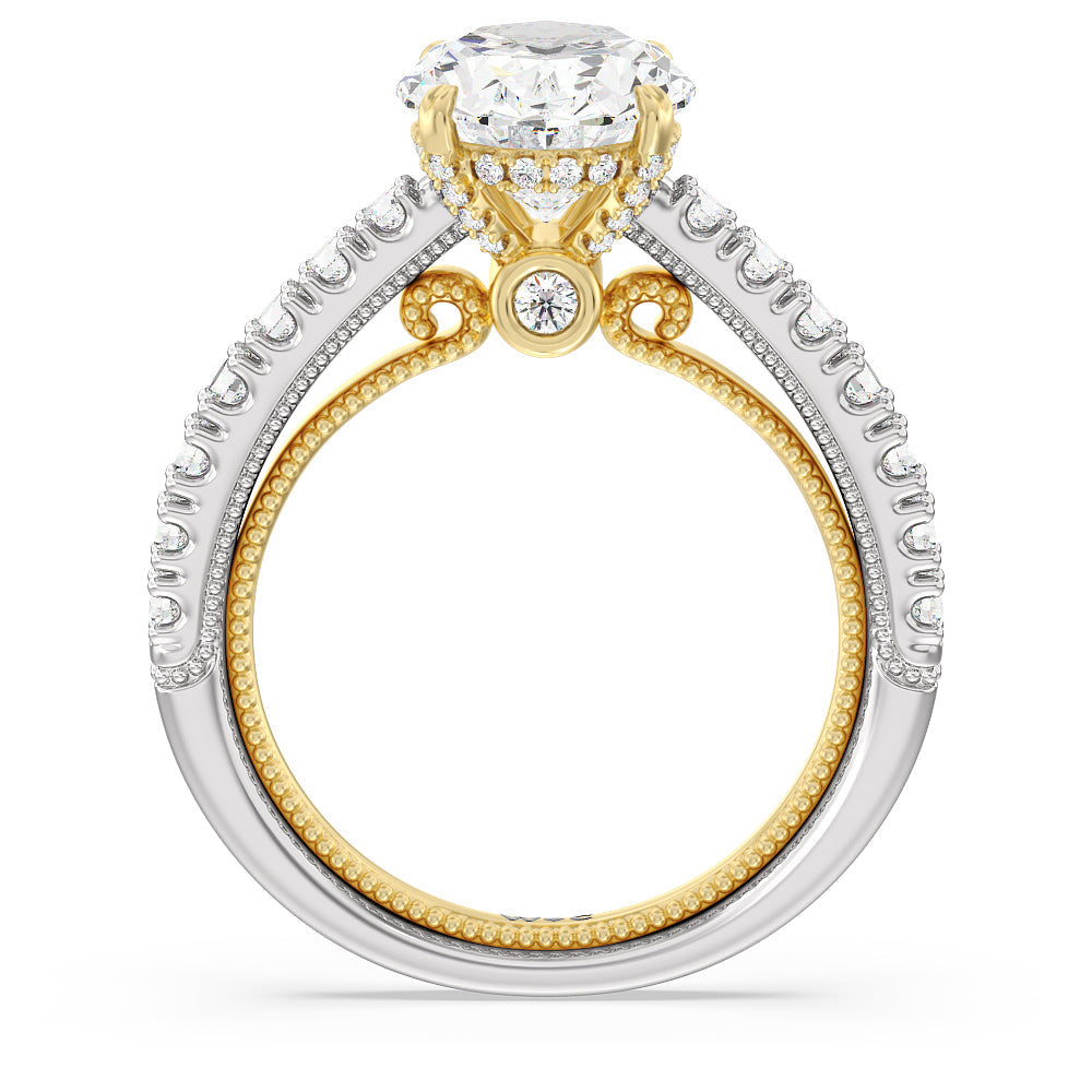 Oval Cut The Liberty Ring with Lab Grown Diamond in 14KT White & Yellow Gold view 2
