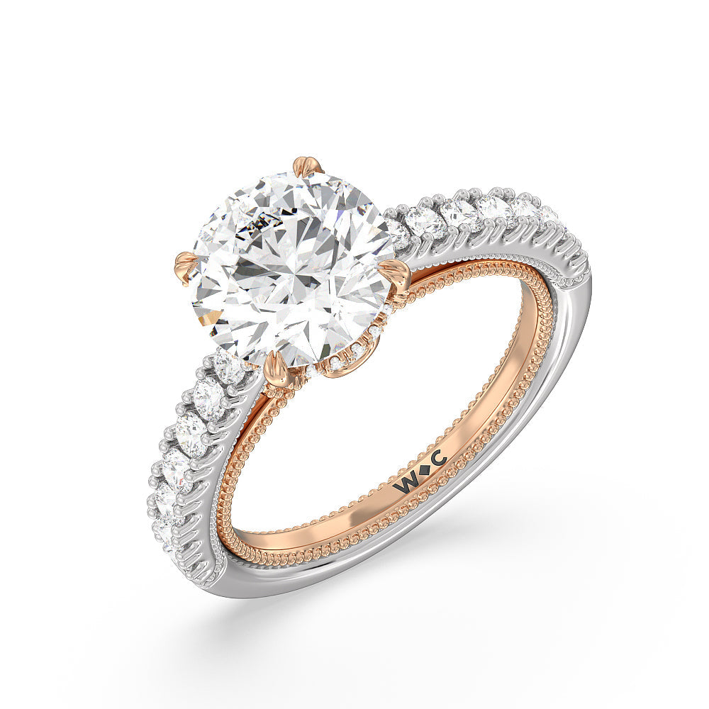 Round Cut The Liberty Ring with Lab Grown Diamond in 14KT White & Rose Gold view 3
