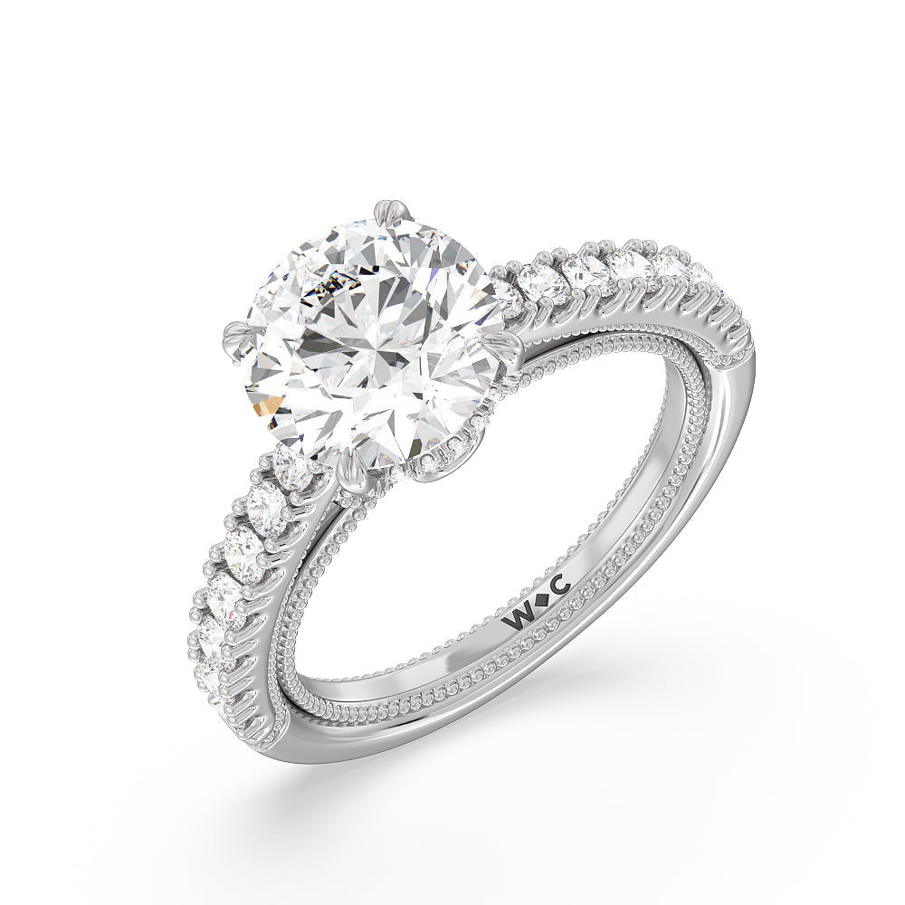 Round Cut The Liberty Ring with Lab Grown Diamond in 14KT Platinum view 3
