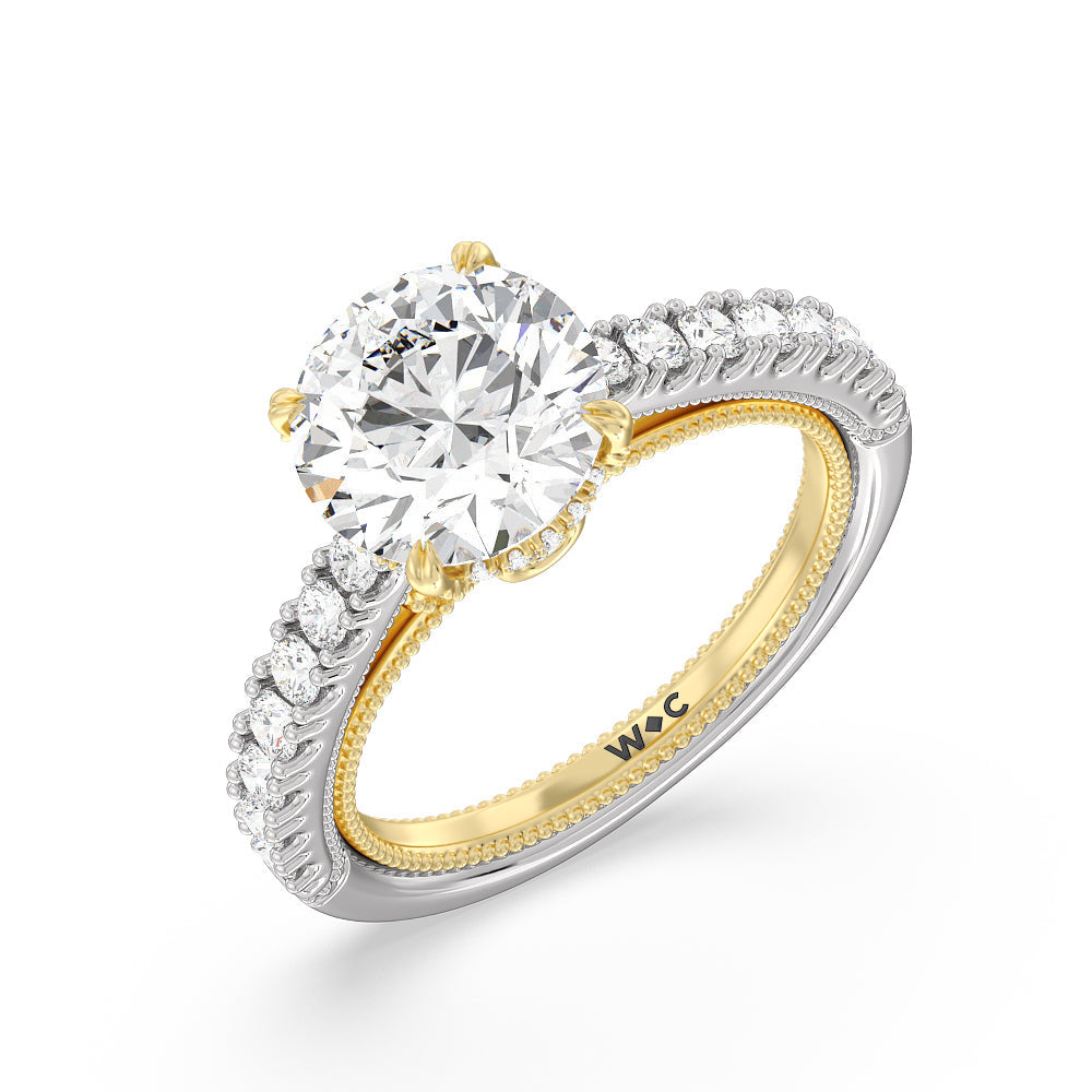 Round Cut The Liberty Ring with Lab Grown Diamond in 14KT White & Yellow Gold view 3
