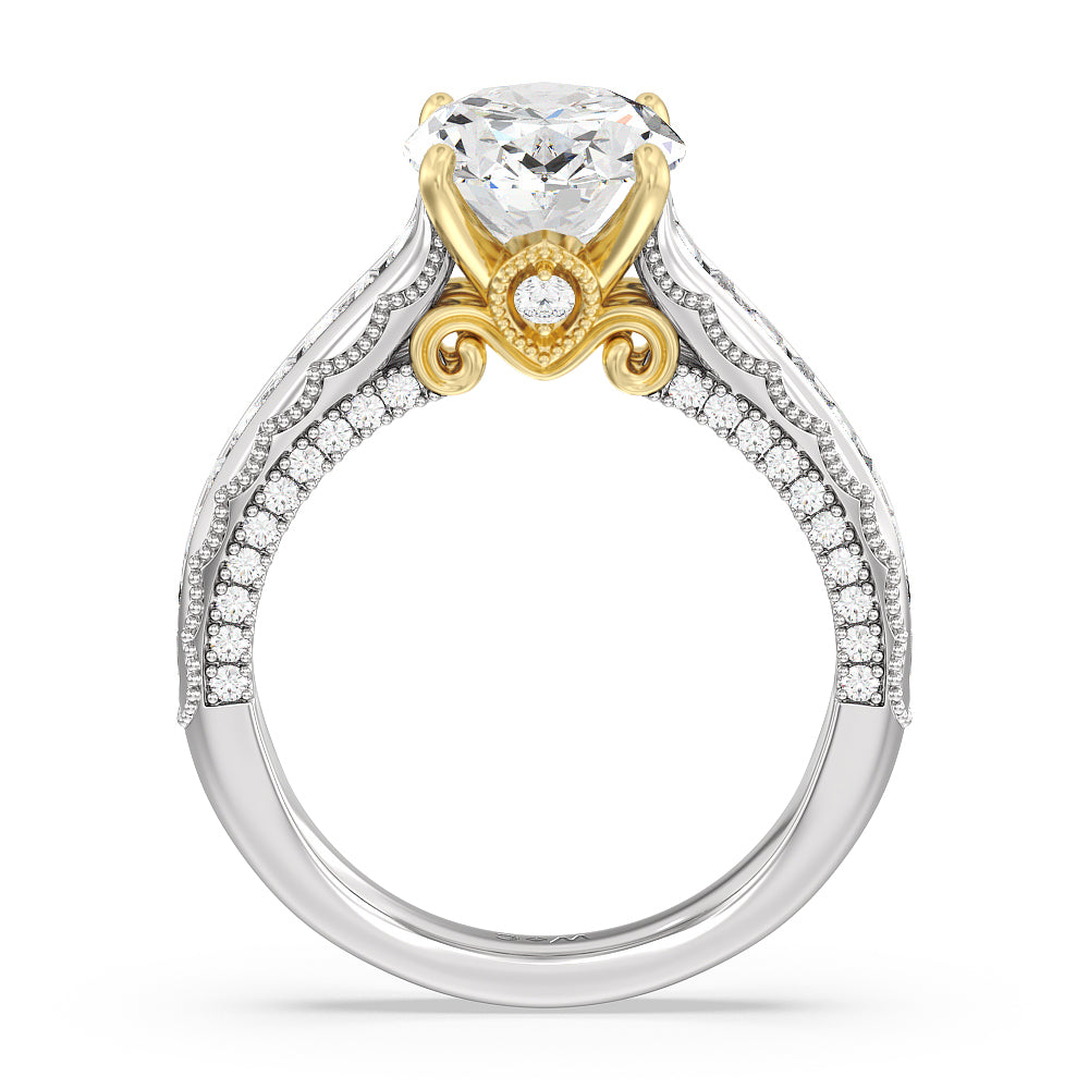 Oval Cut The Morgan Ring with Lab Grown Diamond in 14KT White & Yellow Gold view 2
