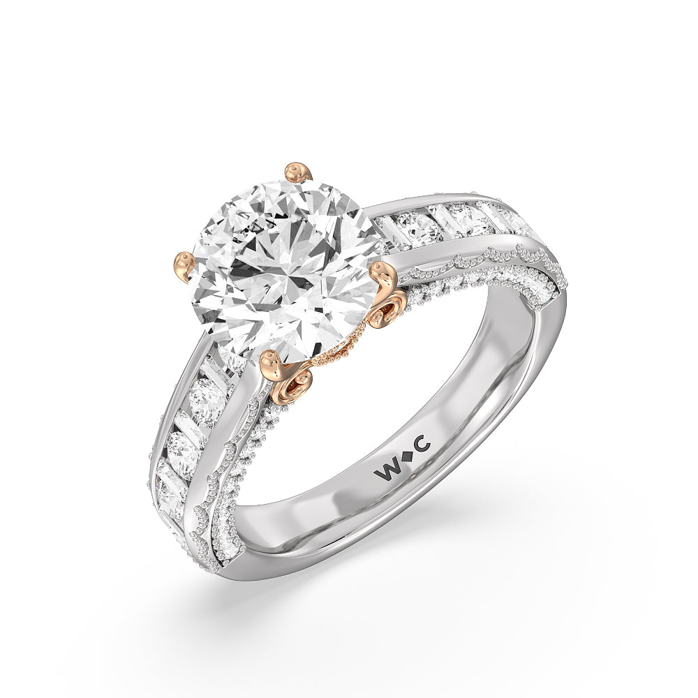 Round Cut The Morgan Ring with Lab Grown Diamond in 14KT White & Rose Gold view 3
