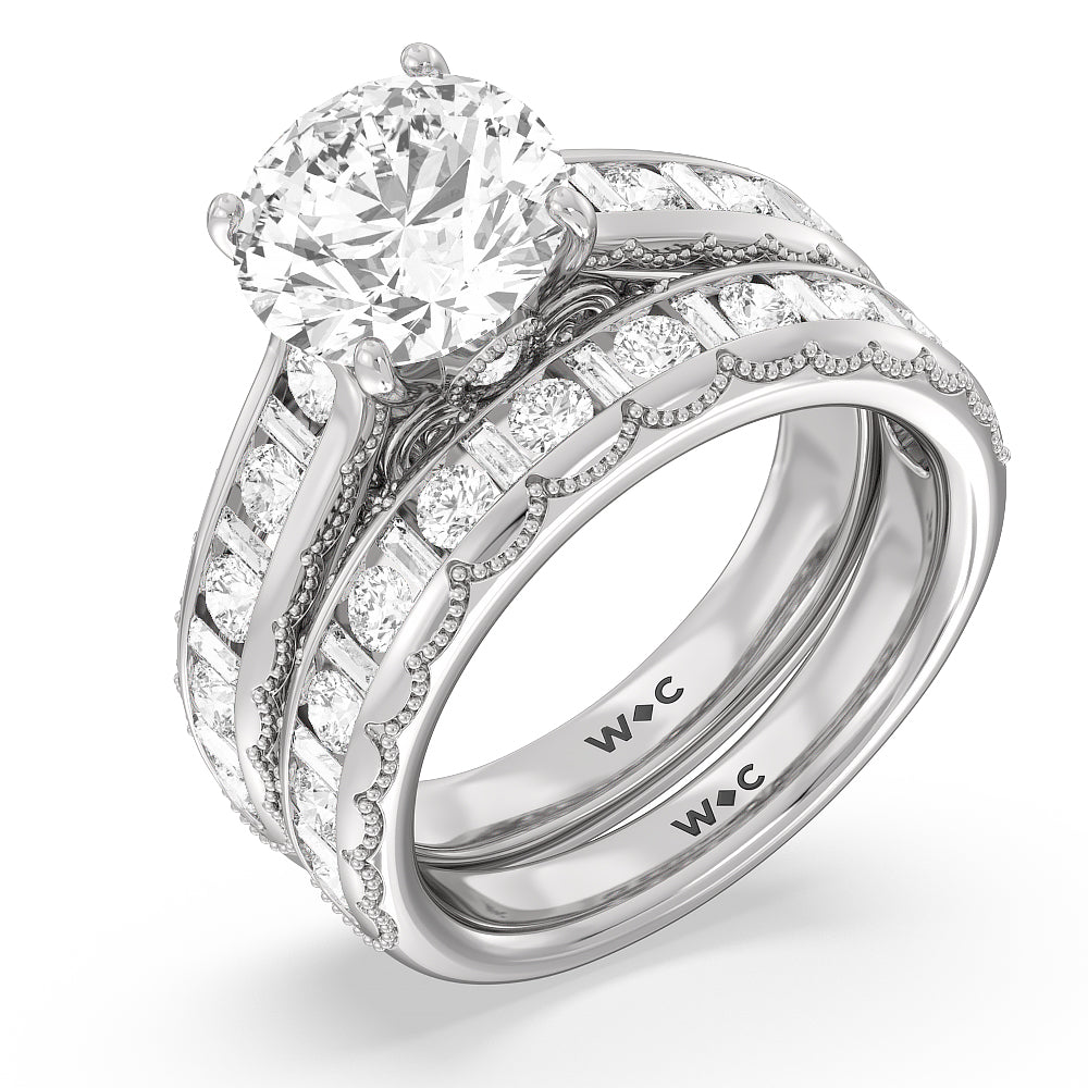 The Morgan Band with 18KT White Gold Cut Diamond in 14KT White Gold view 3
