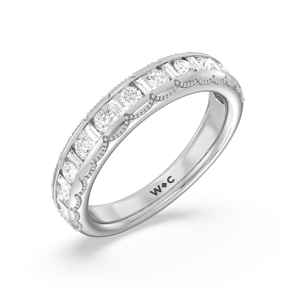 The Morgan Band with 18KT White Gold Cut Diamond in 14KT White Gold view 4
