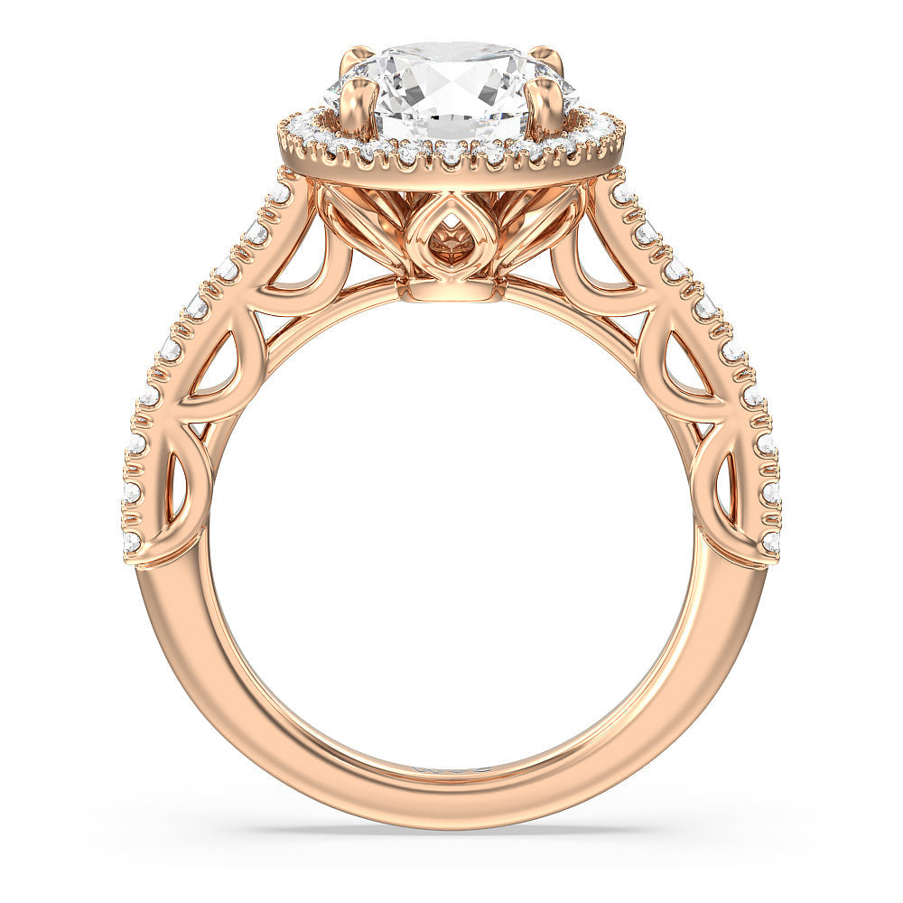 Round Cut The Dakota Ring with Lab Grown Diamond in 14KT Rose Gold view 2
