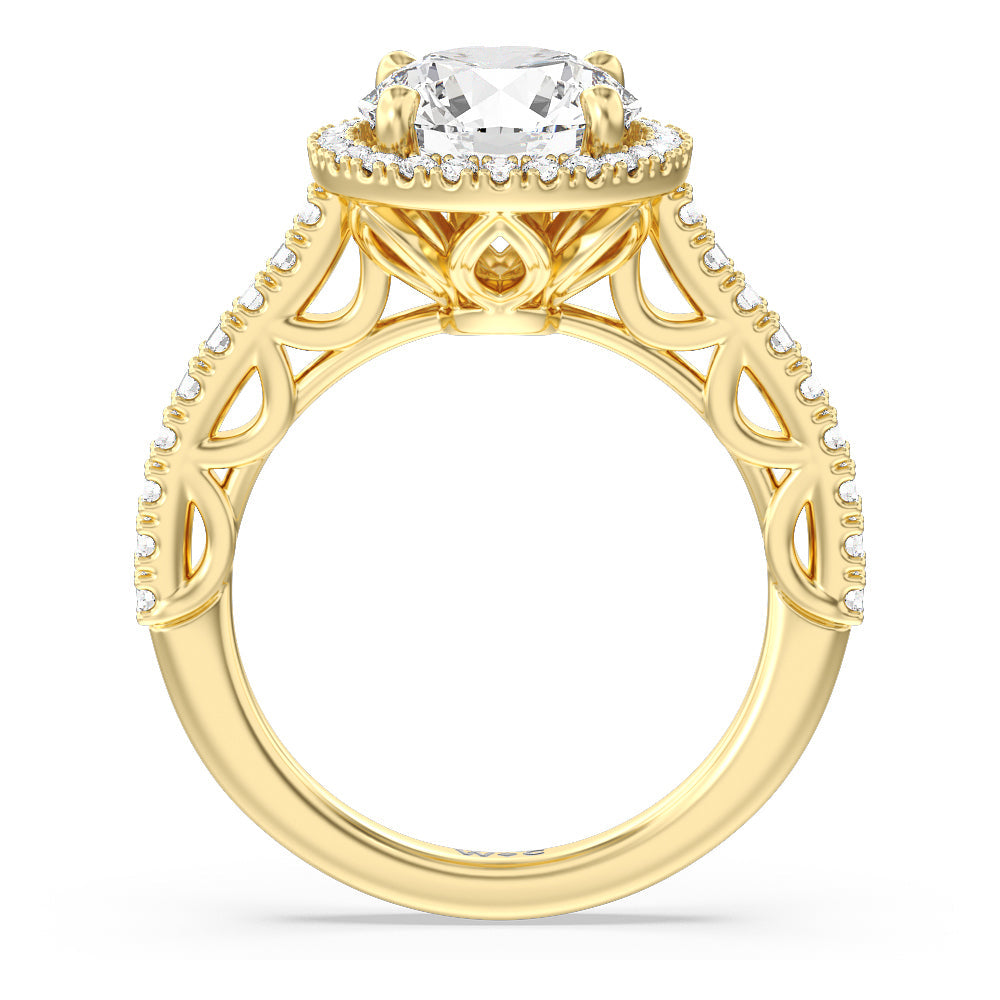 Round Cut The Dakota Ring with Lab Grown Diamond in 14KT Yellow Gold view 2

