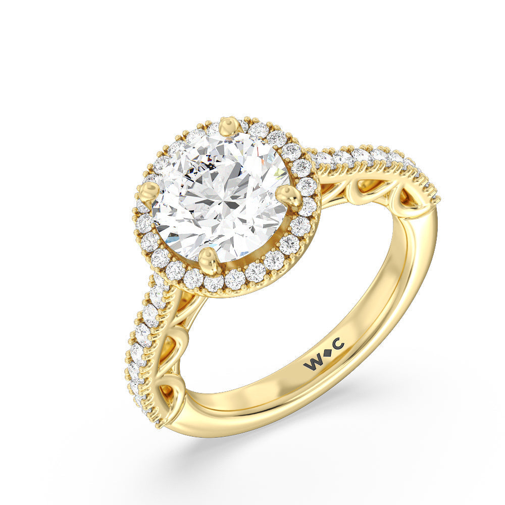 Round Cut The Dakota Ring with Lab Grown Diamond in 14KT Yellow Gold view 3
