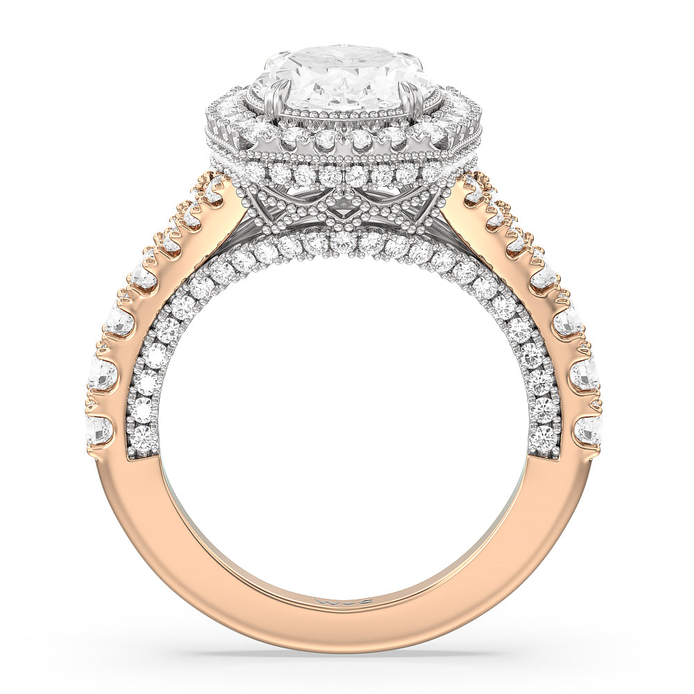 Oval Cut The Cloister Ring with Lab Grown Diamond in 14KT White & Rose Gold view 2

