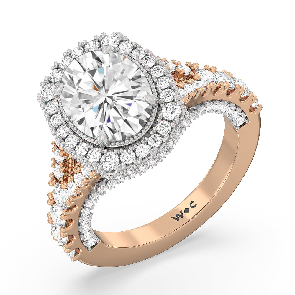 Oval Cut The Cloister Ring with Lab Grown Diamond in 14KT White & Rose Gold view 3
