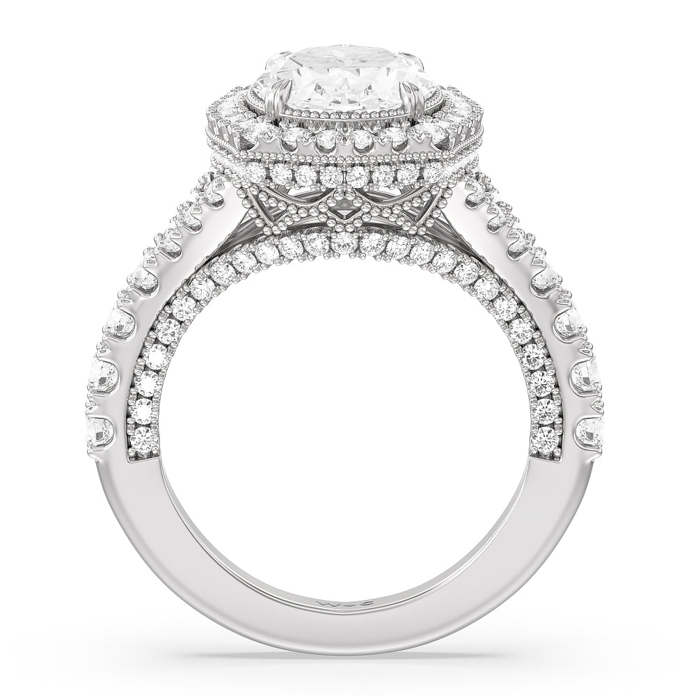 Oval Cut The Cloister Ring with Lab Grown Diamond in 14KT Platinum view 2
