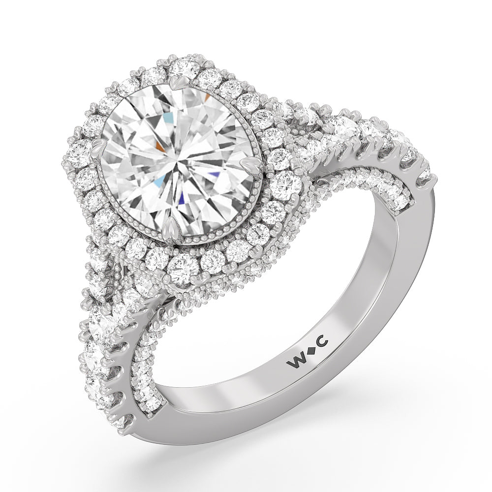 Oval Cut The Cloister Ring with Lab Grown Diamond in 14KT Platinum view 3
