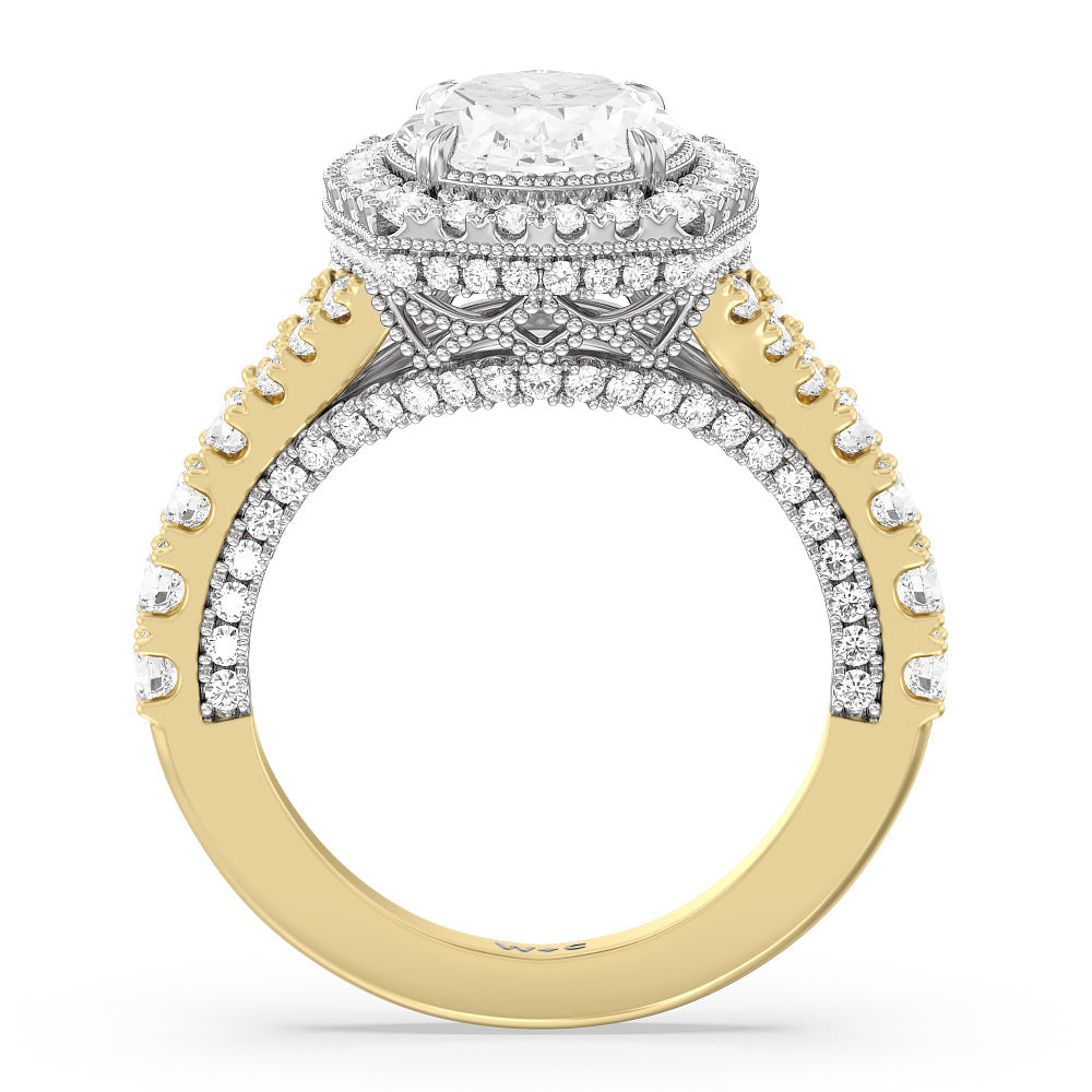 Oval Cut The Cloister Ring with Lab Grown Diamond in 14KT White & Yellow Gold view 2
