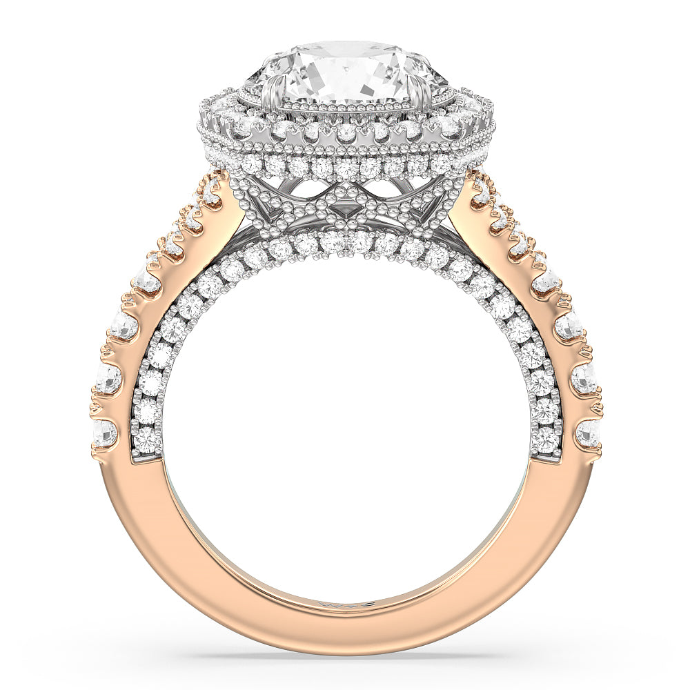 Round Cut The Cloister Ring with Lab Grown Diamond in 14KT White & Rose Gold view 2
