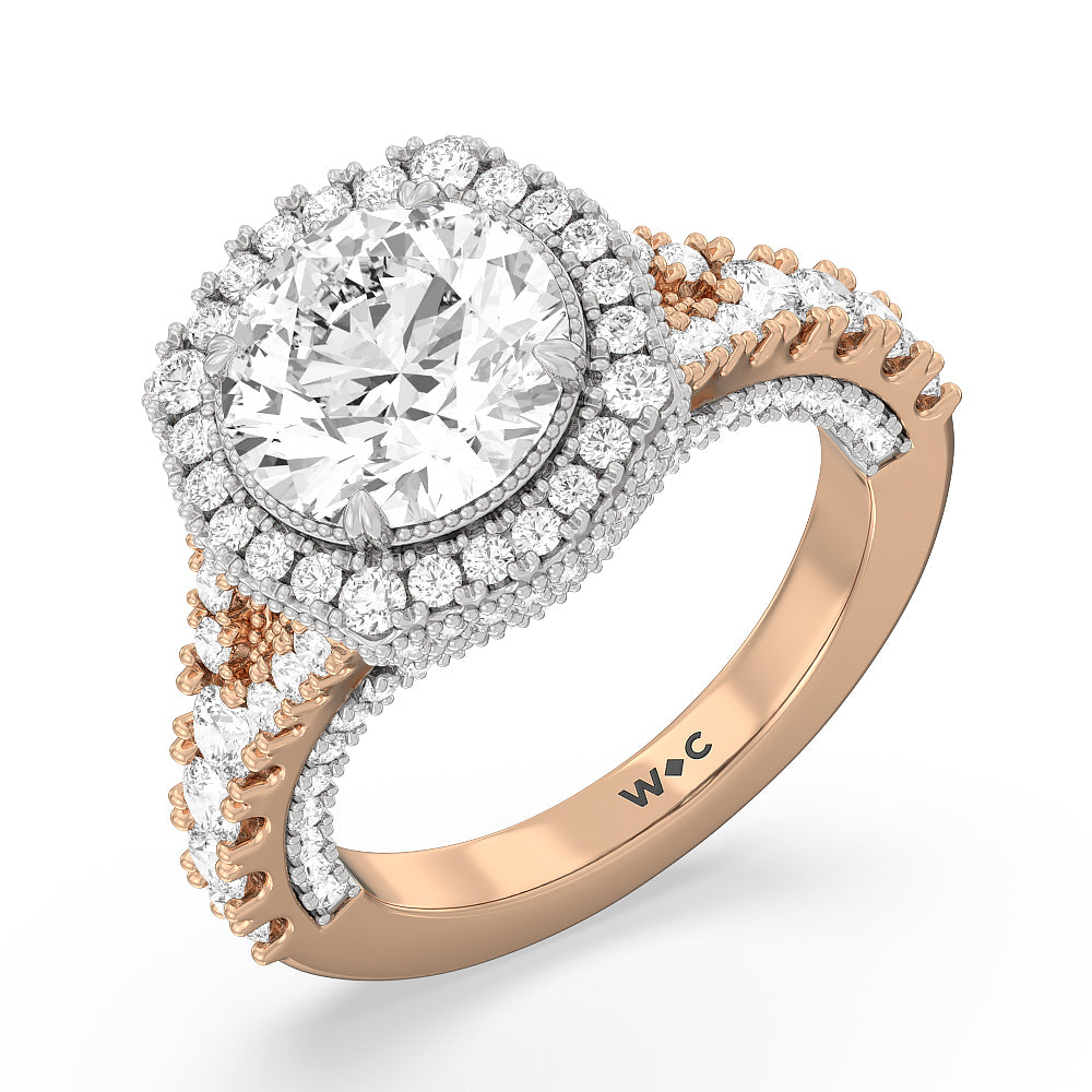 Round Cut The Cloister Ring with Lab Grown Diamond in 14KT White & Rose Gold view 3

