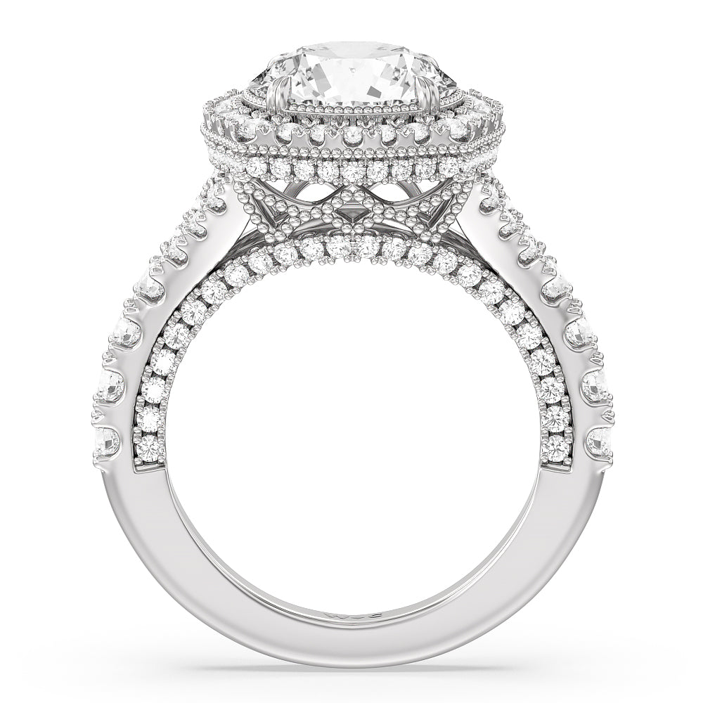 Round Cut The Cloister Ring with Lab Grown Diamond in 14KT Platinum view 2
