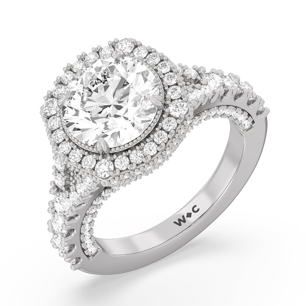 Round Cut The Cloister Ring with Lab Grown Diamond in 14KT Platinum view 3
