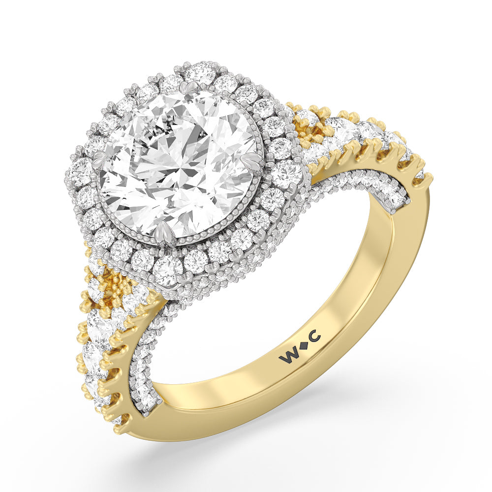 Round Cut The Cloister Ring with Lab Grown Diamond in 14KT White & Yellow Gold view 3
