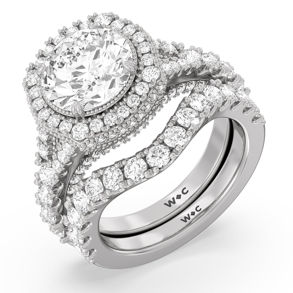 The Cloister Diamond Band with 18KT White Gold Cut Diamond in 14KT White Gold view 4
