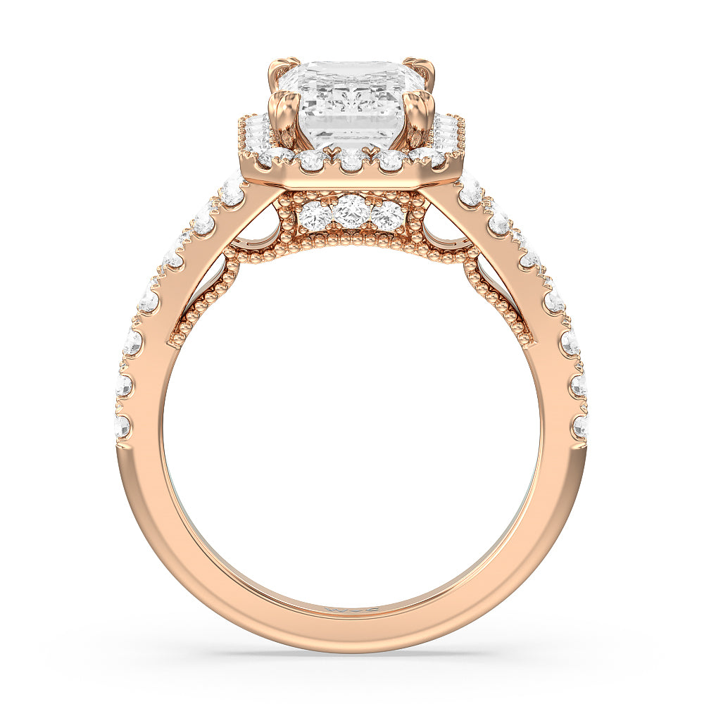 Emerald Cut The Brooklyn Heights Ring with Lab Grown Diamond in 14KT Rose Gold view 2
