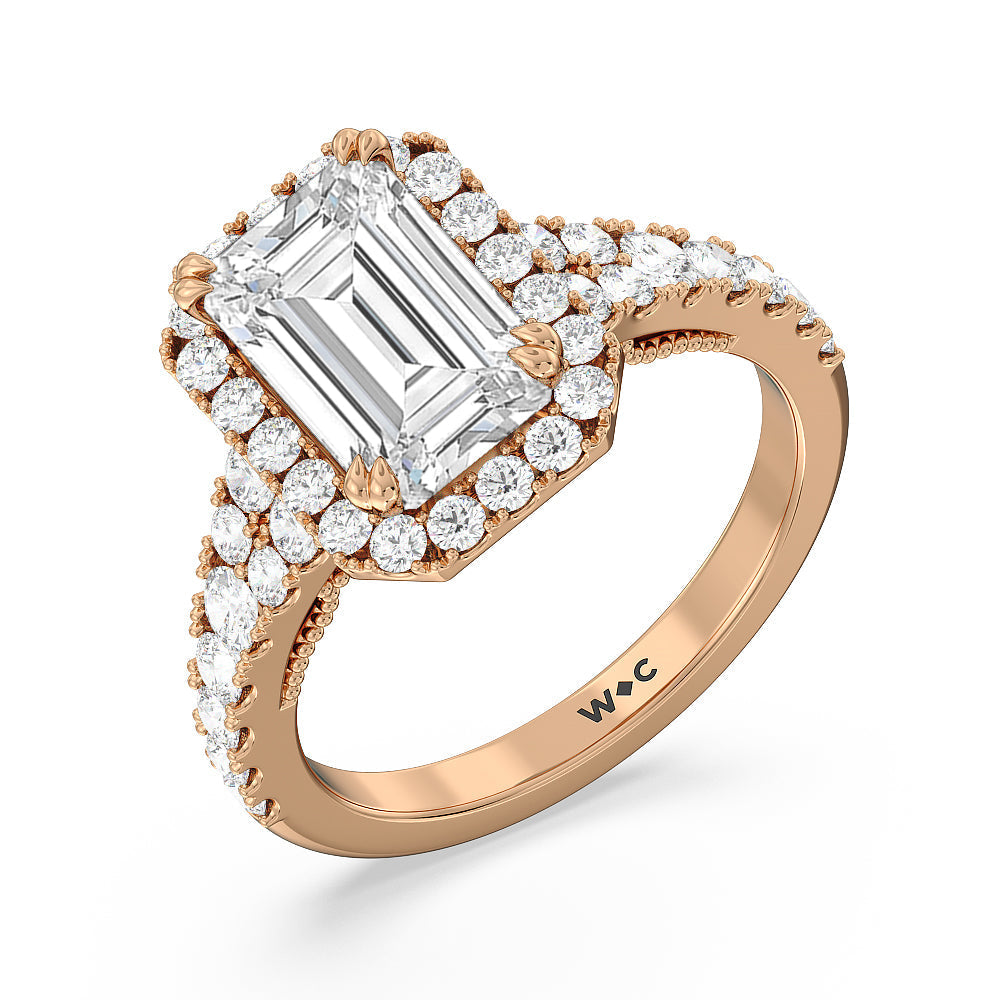 Emerald Cut The Brooklyn Heights Ring with Lab Grown Diamond in 14KT Rose Gold view 3

