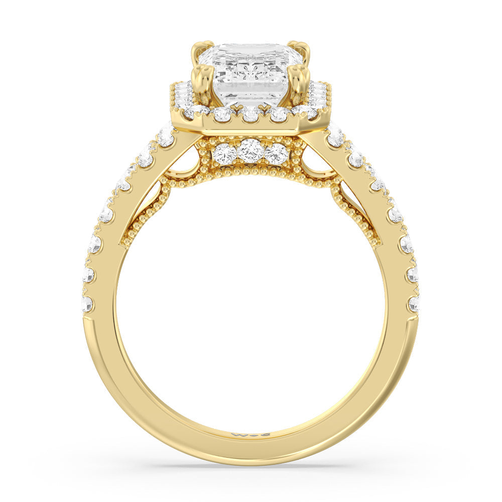 Emerald Cut The Brooklyn Heights Ring with Lab Grown Diamond in 14KT Yellow Gold view 2
