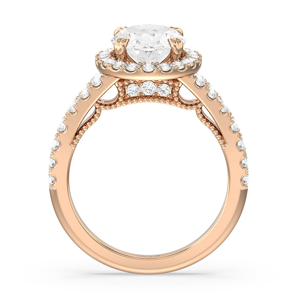 Oval Cut The Brooklyn Heights Ring with Lab Grown Diamond in 14KT Rose Gold view 2

