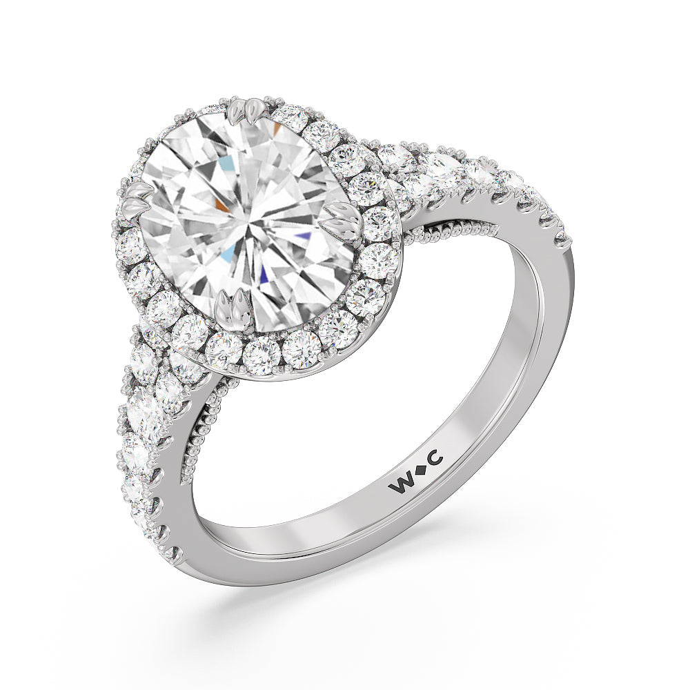 Oval Cut The Brooklyn Heights Ring with Lab Grown Diamond in 14KT Platinum view 3
