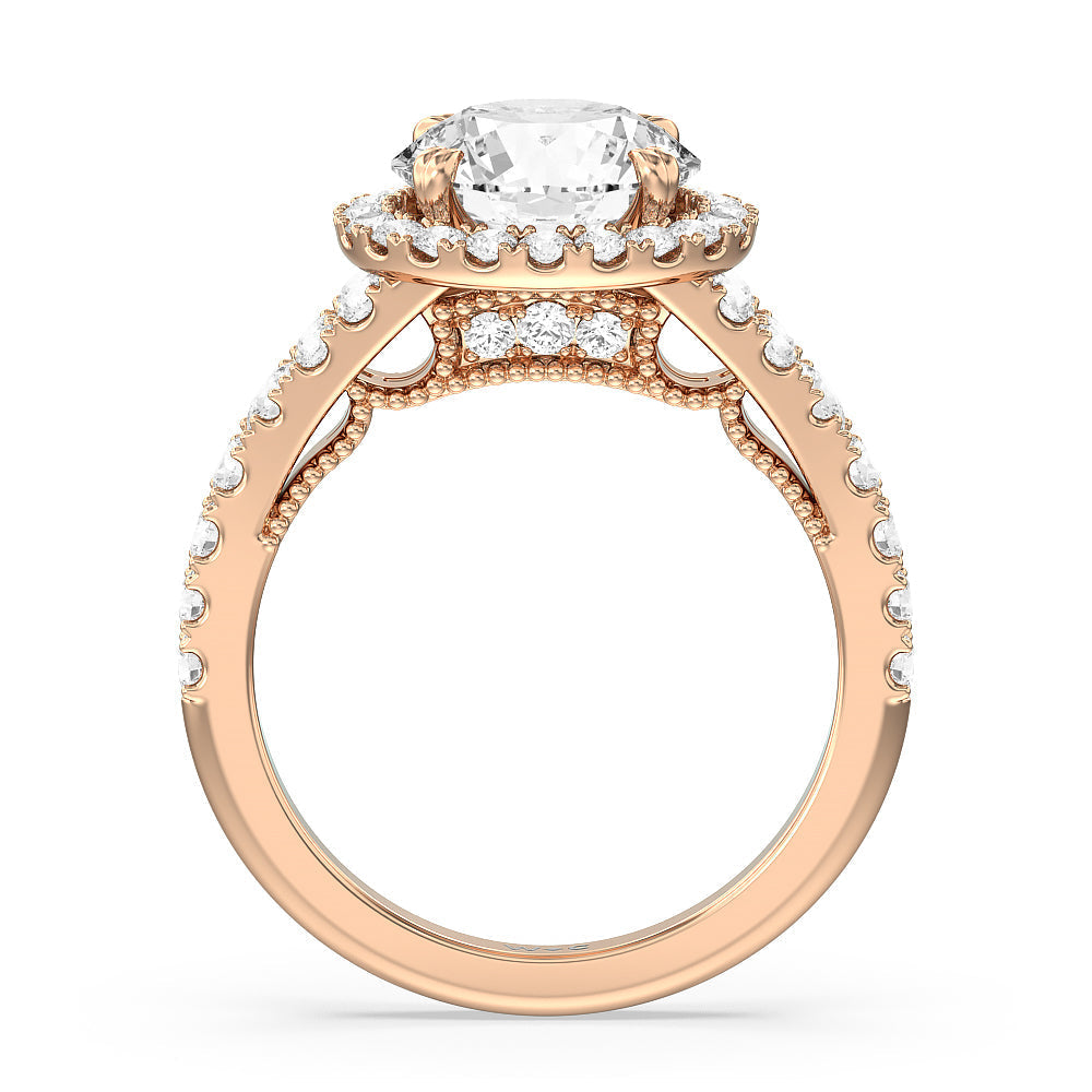 Round Cut The Brooklyn Heights Ring with Lab Grown Diamond in 14KT Rose Gold view 2
