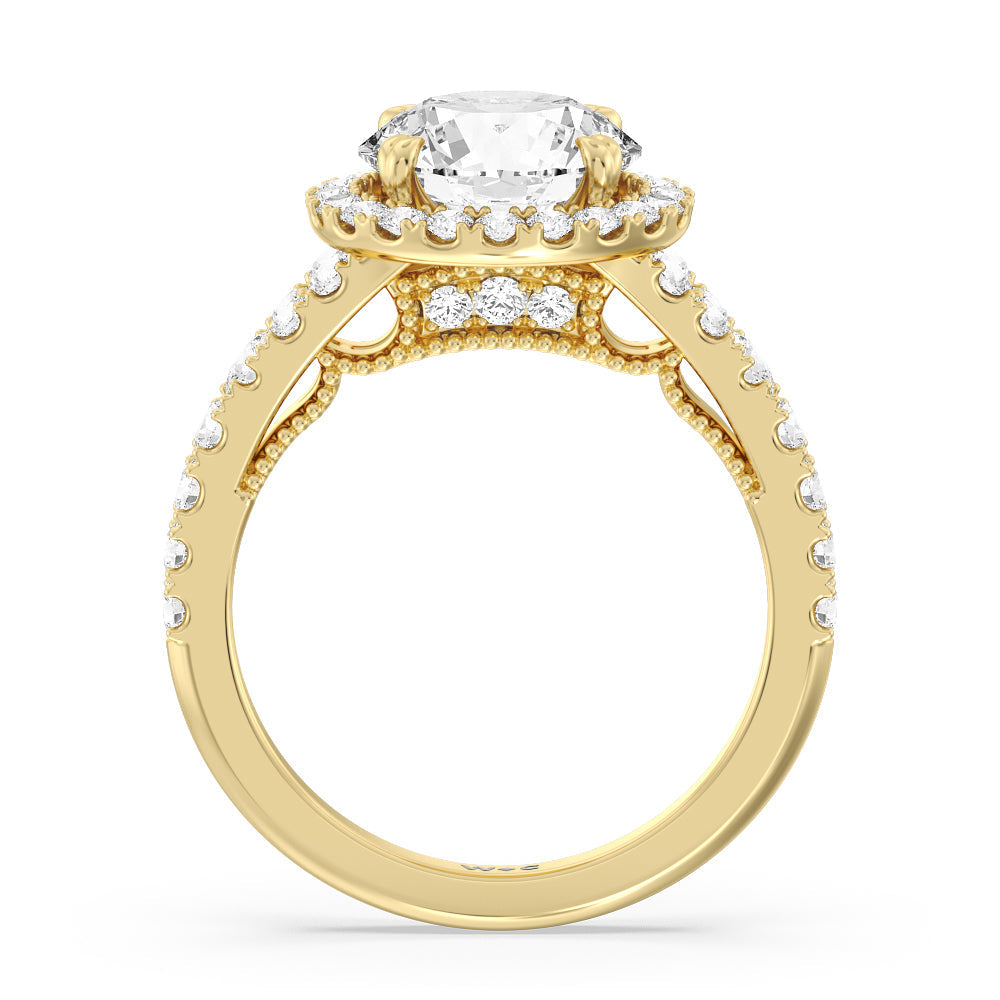 Round Cut The Brooklyn Heights Ring with Lab Grown Diamond in 14KT Yellow Gold view 2
