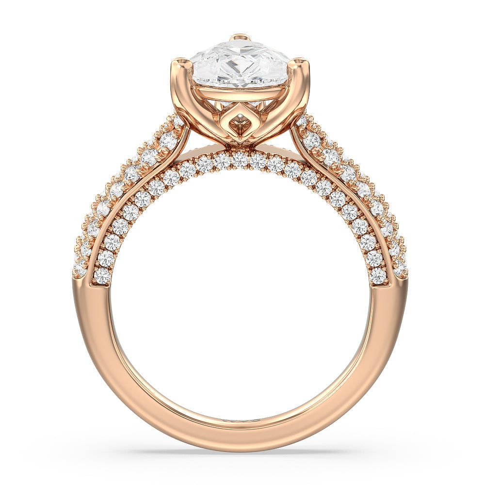 Pear Cut The Gansevoort Ring with Lab Grown Diamond in 14KT Rose Gold view 2
