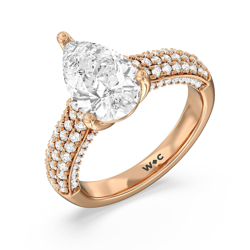 Pear Cut The Gansevoort Ring with Lab Grown Diamond in 14KT Rose Gold view 3
