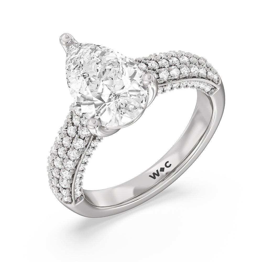 Pear Cut The Gansevoort Ring with Lab Grown Diamond in 14KT Platinum view 3
