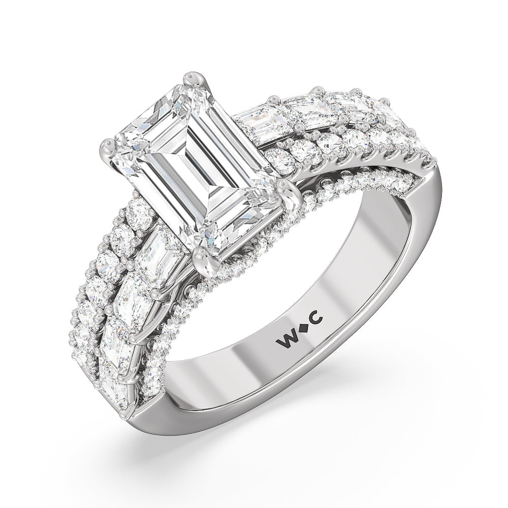 Emerald Cut The Varick Ring with Lab Grown Diamond in 14KT Platinum view 3
