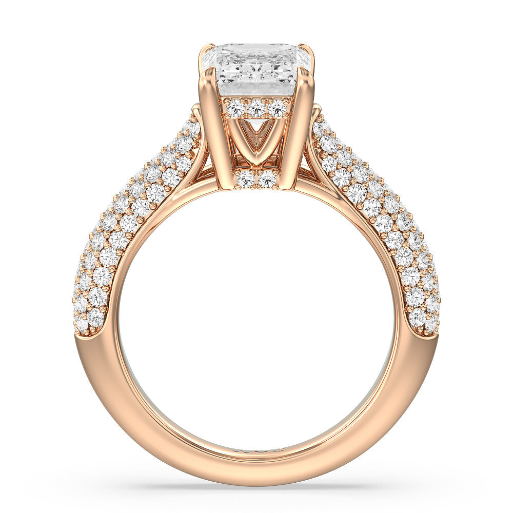 Emerald Cut The Bleecker Ring with Lab Grown Diamond in 14KT Rose Gold view 2
