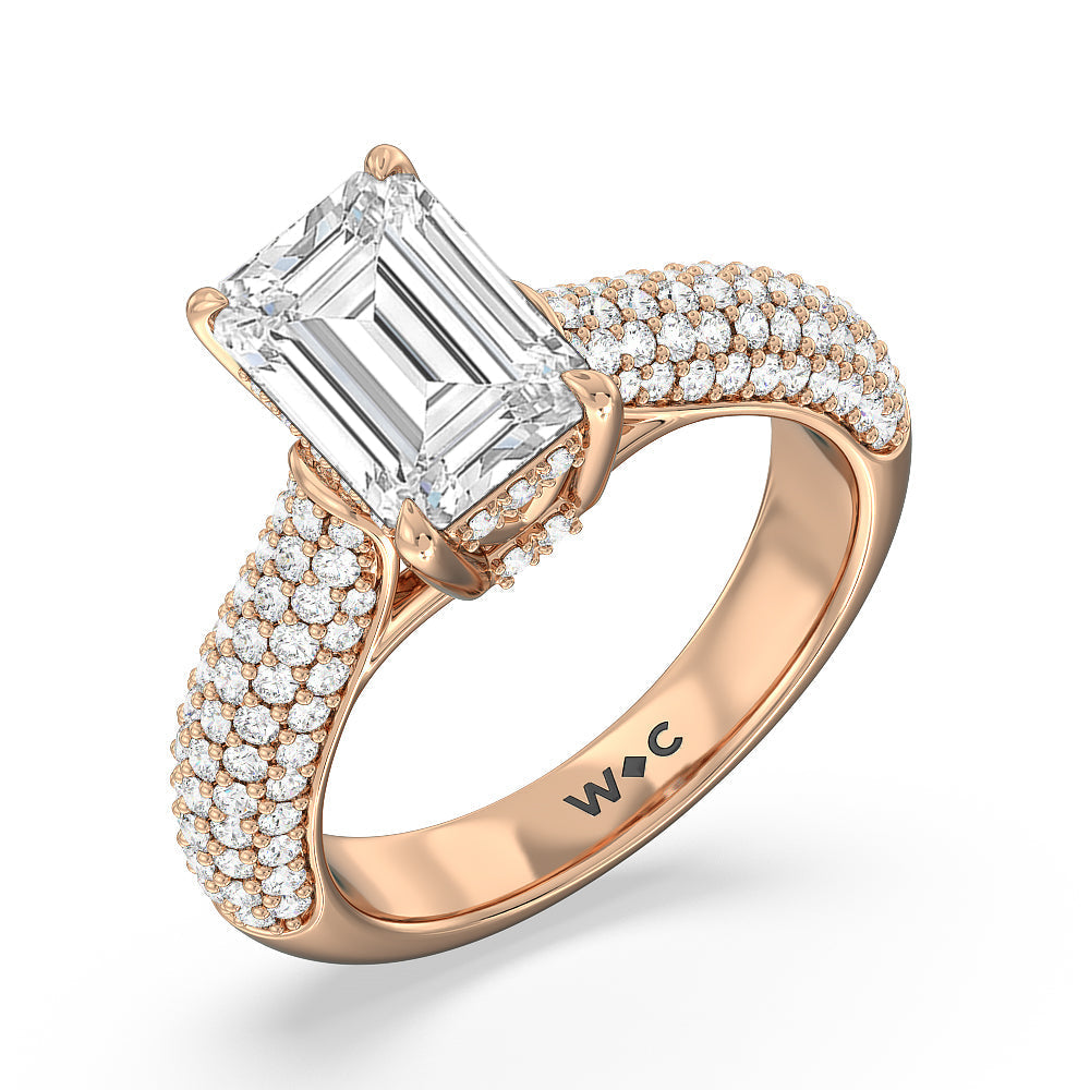 Emerald Cut The Bleecker Ring with Lab Grown Diamond in 14KT Rose Gold view 3
