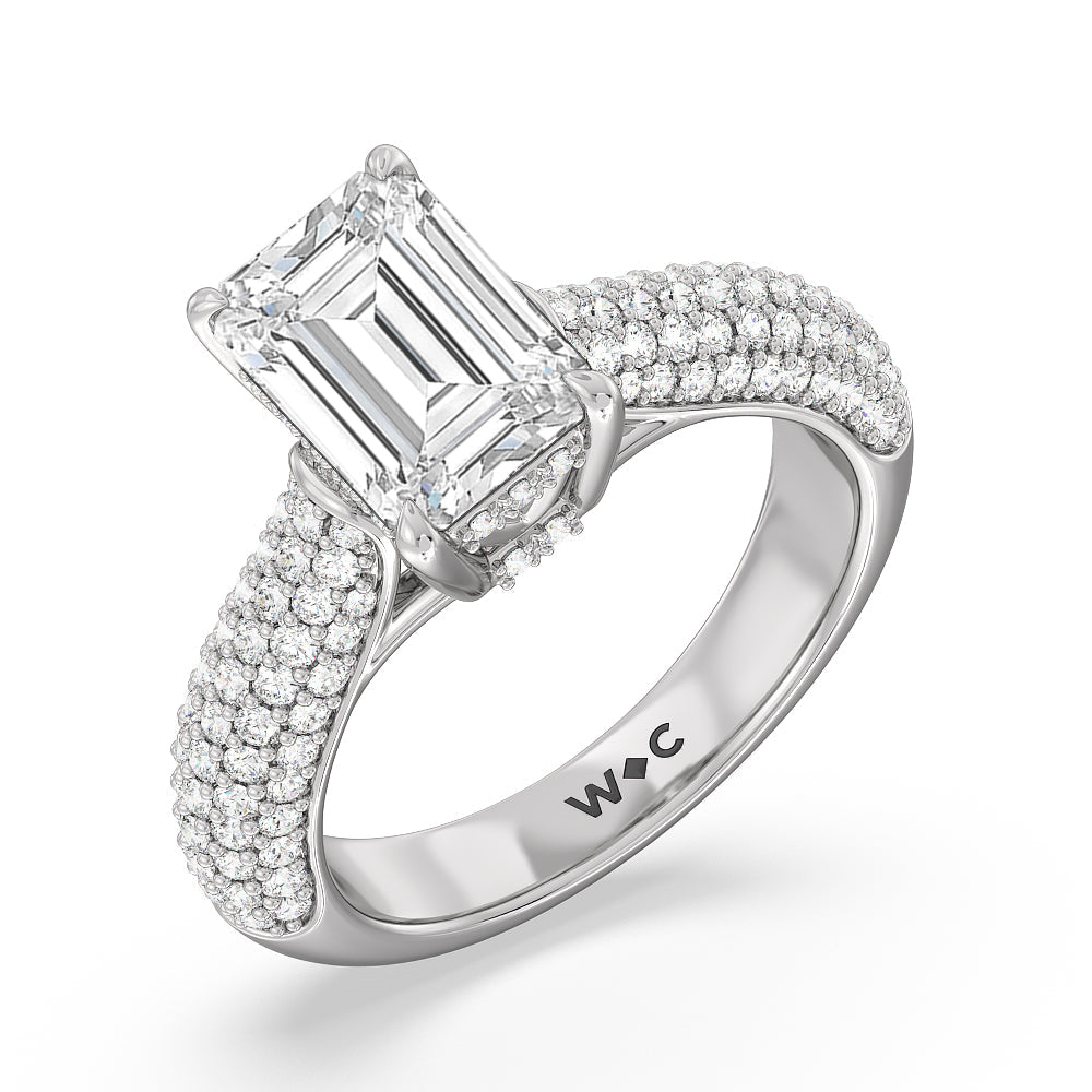 Emerald Cut The Bleecker Ring with Lab Grown Diamond in 14KT Platinum view 3

