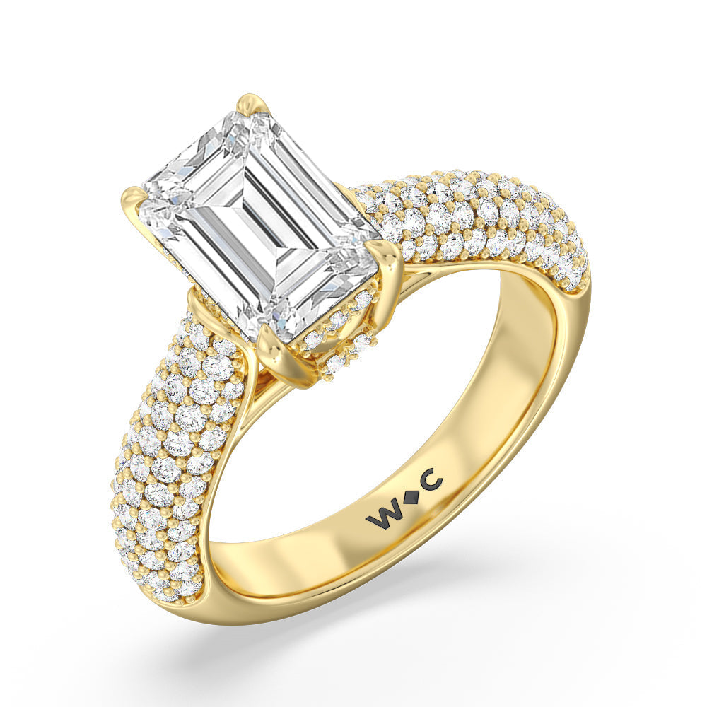 Emerald Cut The Bleecker Ring with Lab Grown Diamond in 14KT Yellow Gold view 3
